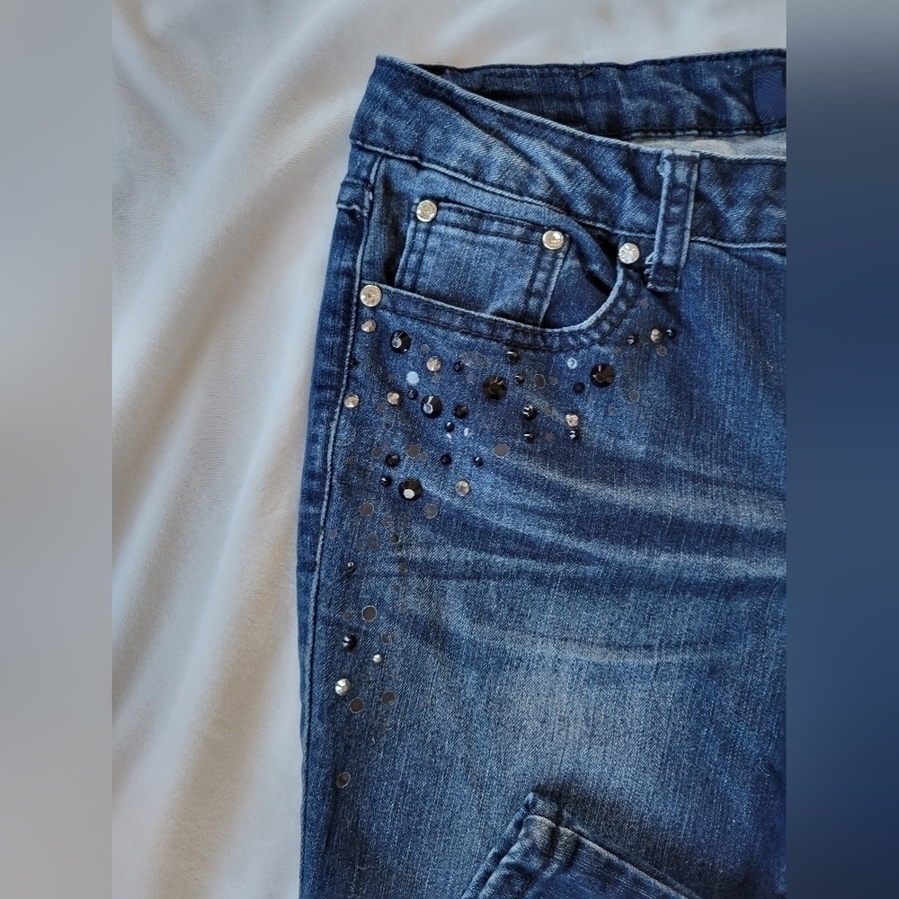 Earl Jeans blue embellished dark wash jeans 11 - Picture 4 of 11